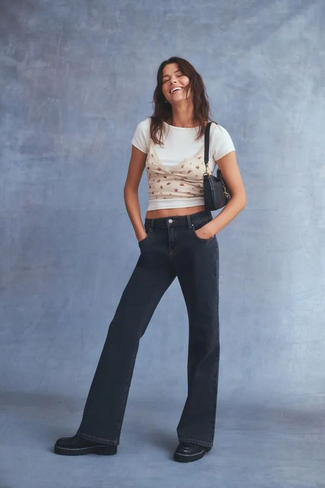 Women Jeans Cotton On Stretch Bootcut Flare Jean Smokey Black