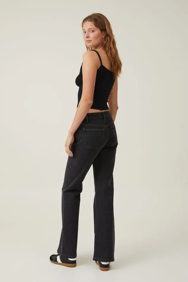 Women Jeans Cotton On Stretch Bootcut Flare Jean Smokey Black