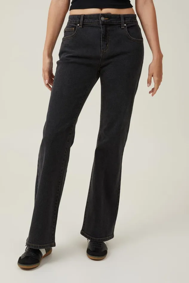 Women Jeans Cotton On Stretch Bootcut Flare Jean Smokey Black