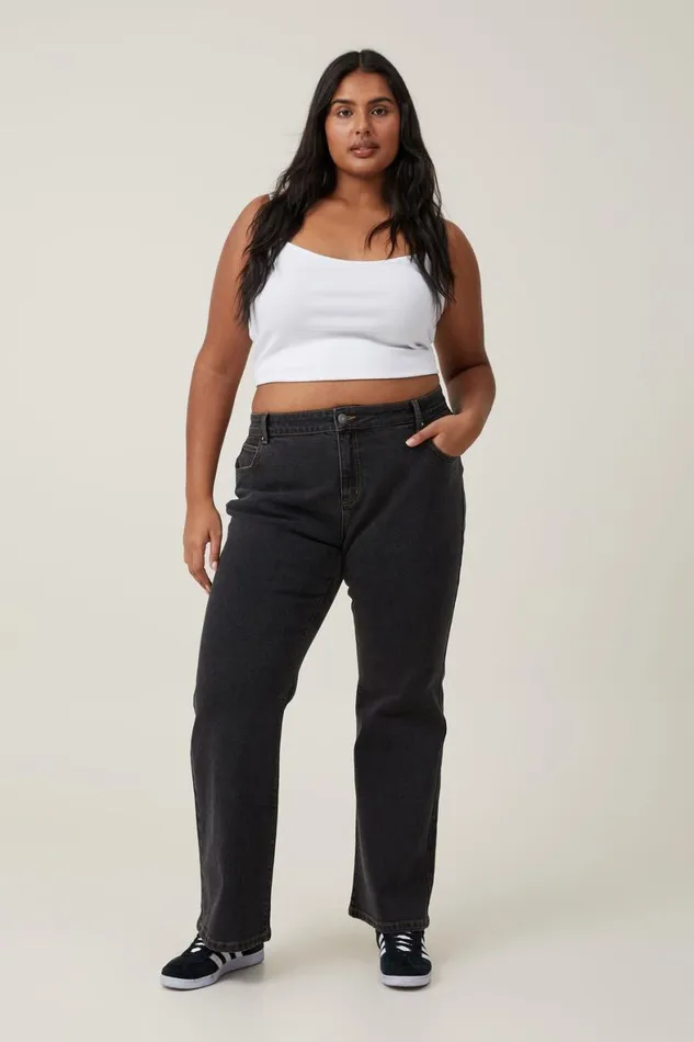 Women Jeans Cotton On Stretch Bootcut Flare Jean Smokey Black