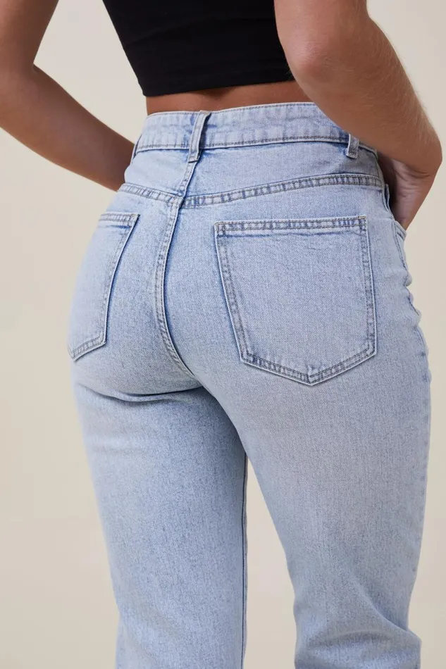 Women Jeans Cotton On Stretch Mom Jean Palm Blue