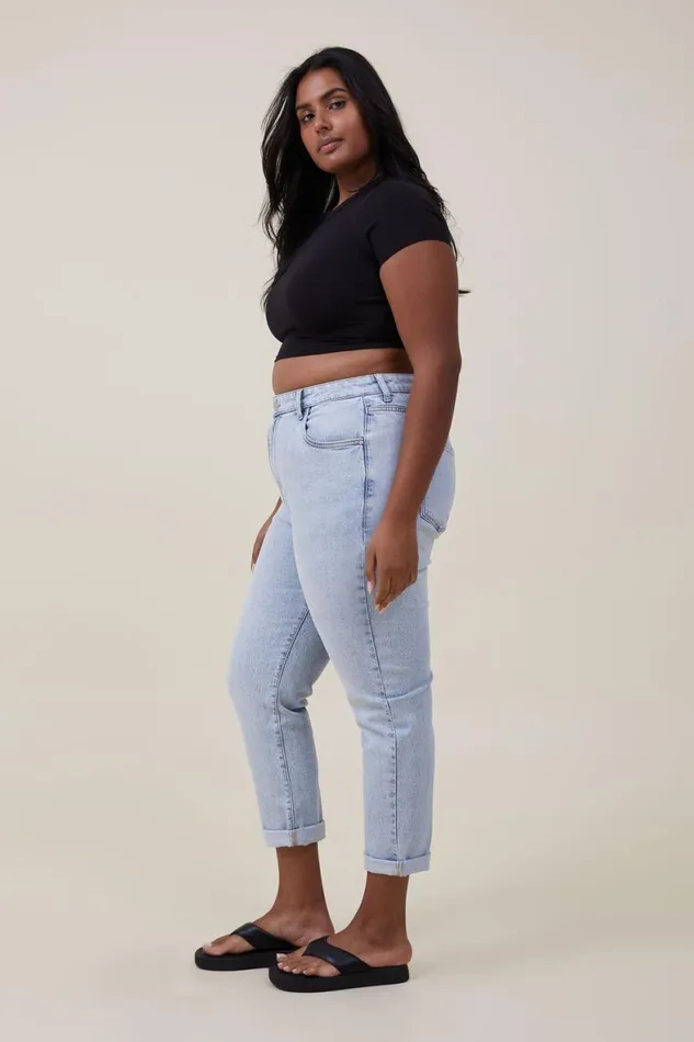 Women Jeans Cotton On Stretch Mom Jean Palm Blue