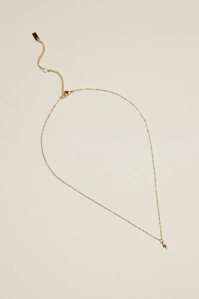 Women Jewelry Cotton On Pendant Necklace Gold Plated Tiny Lightning Bolt