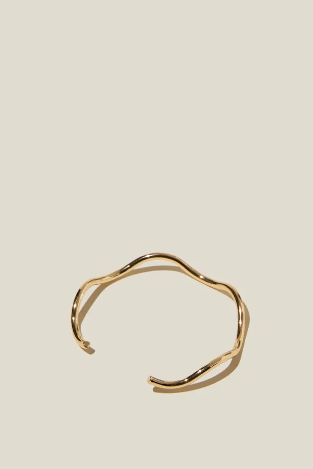 Women Jewelry Cotton On Single Bracelet Gold Plated Wavy Cuff Women Jewelry Cotton On Single Bracelet Gold Plated Wavy Cuff