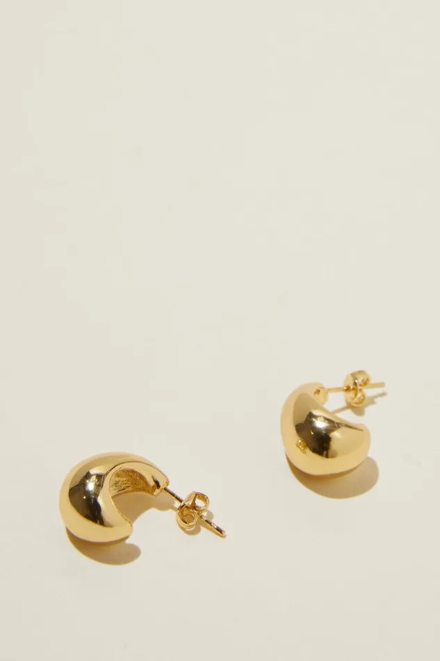 Women Jewelry Cotton On Small Charm Earring Gold Plated Tear Drop Stud