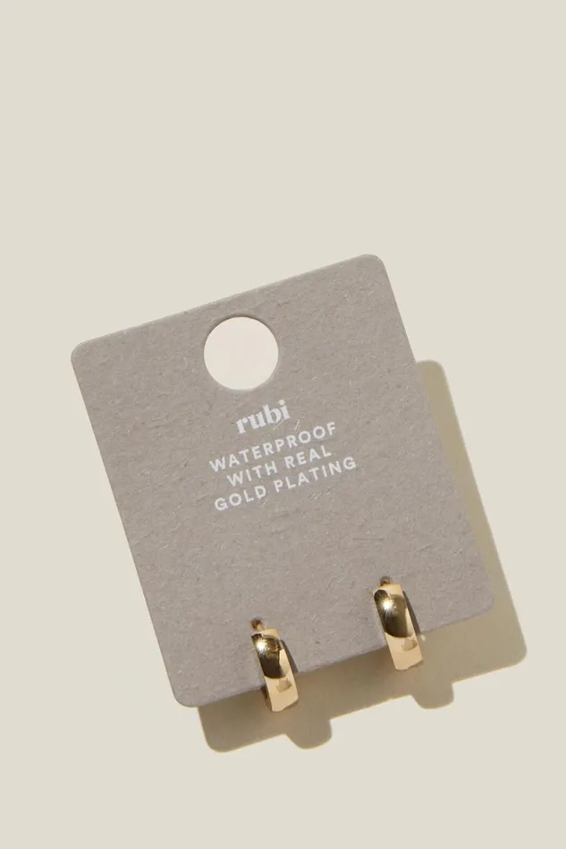 Women Jewelry Cotton On Waterproof Small Hoop Earring Gold Plated Tube