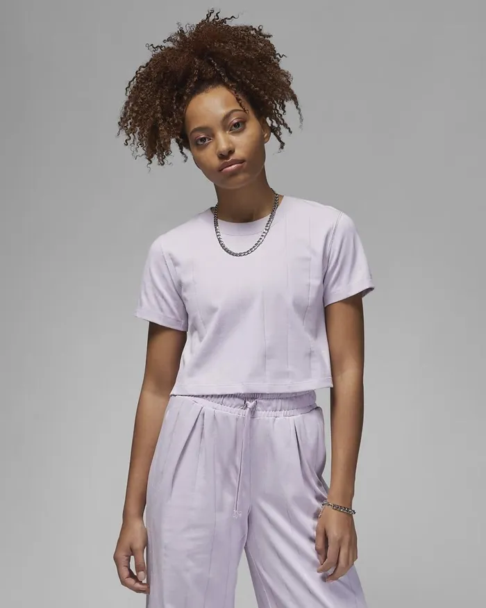 Women Jordan Flight Iced Lilac Nike Tops And TShirts