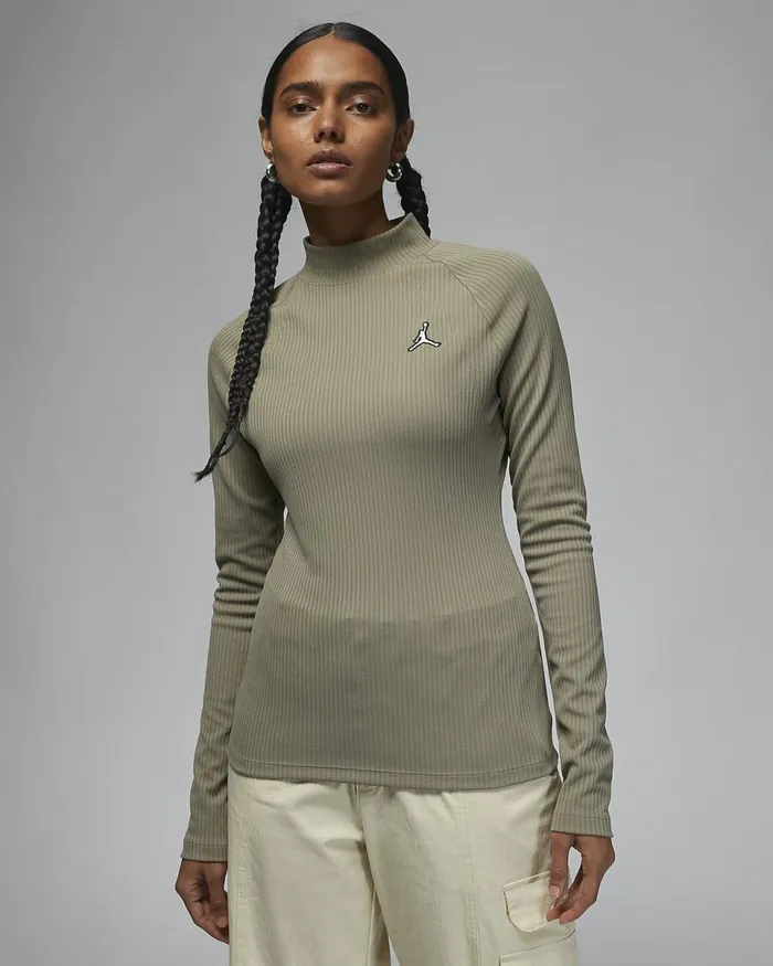 Women Jordan Flight Matte Olive Nike Tops And TShirts
