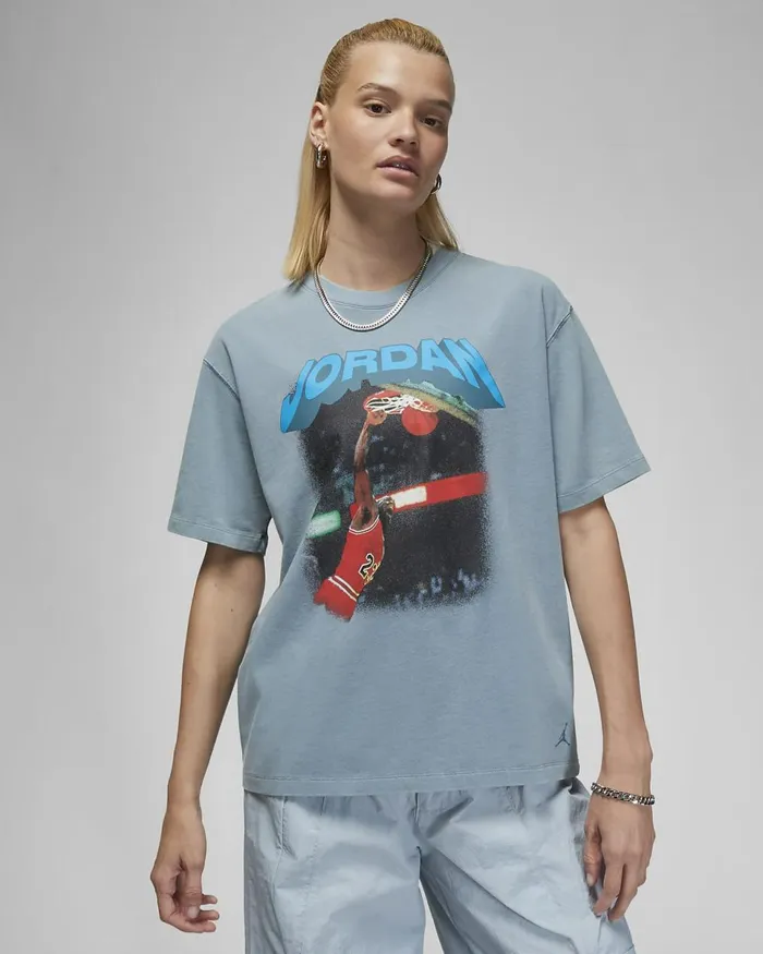 Women Jordan HerItage Ozone Blue Nike Tops And TShirts