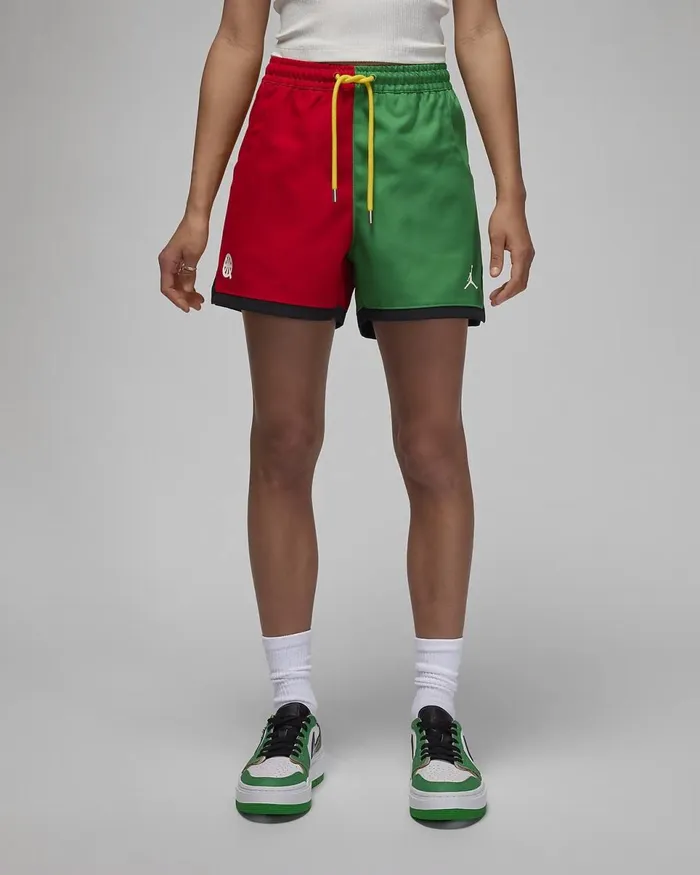 Women Jordan Quai 54 Classic Greenuniversity Redblack Nike Shorts