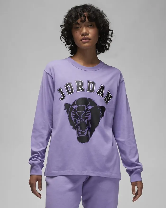 Women Jordan Sky J Light Purplewhite Nike Tops And TShirts