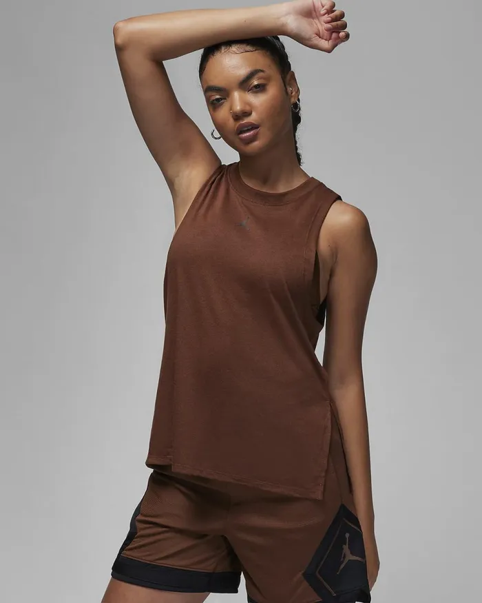 Women Jordan Sport Brownblack Nike Tops And TShirts