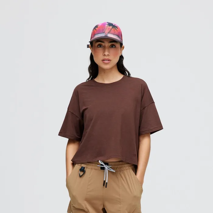 Women Lay Low Boxy Crewneck With Butter Blend Brown Stance TShirts