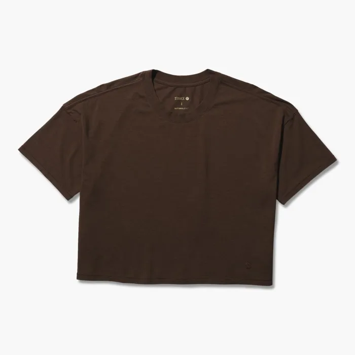 Women Lay Low Boxy Crewneck With Butter Blend Brown Stance TShirts