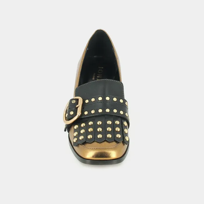 Women Loafers Jonak Heeled Moccasins In Gold Metallic Leather