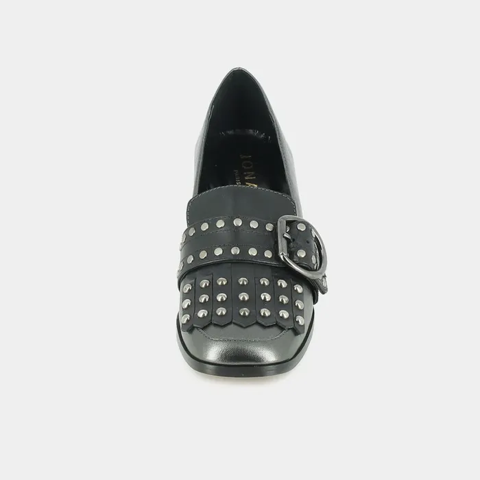 Women Loafers Jonak Heeled Moccasins In Steel Metallic Leather