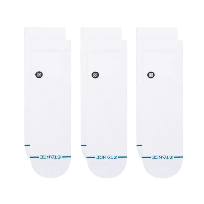 WomenMen Cotton Quarter Socks 3 Pack Icon 8211 White Stance Quarter