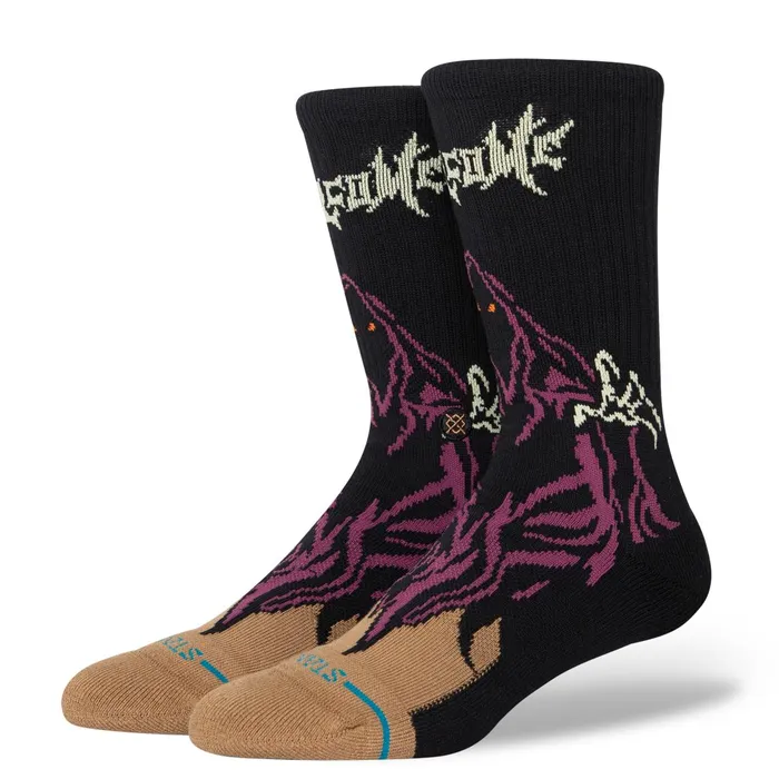 WomenMen Welcome Skateboards X Crew Socks Skelly 8211 Black Stance Skate