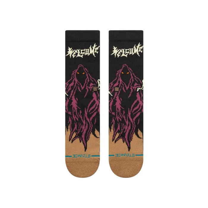 WomenMen Welcome Skateboards X Crew Socks Skelly 8211 Black Stance Skate