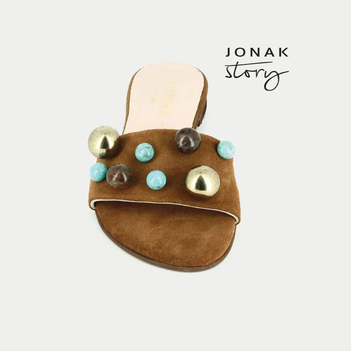 Women Mules Clogs Jonak Flat Mules In CamelColoured Suede