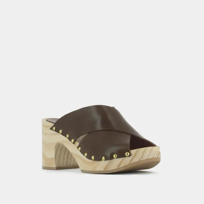 Women Mules Clogs Jonak Heeled Clogs With Crossed Straps