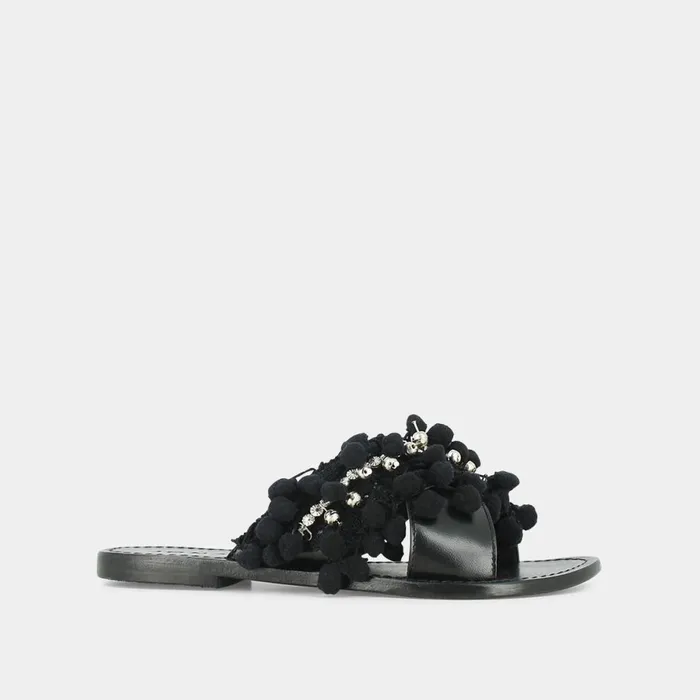 Women Mules Clogs Jonak Mules In Black Leather And Textile