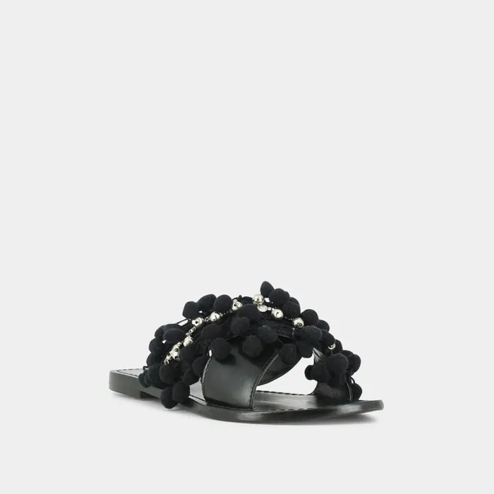 Women Mules Clogs Jonak Mules In Black Leather And Textile