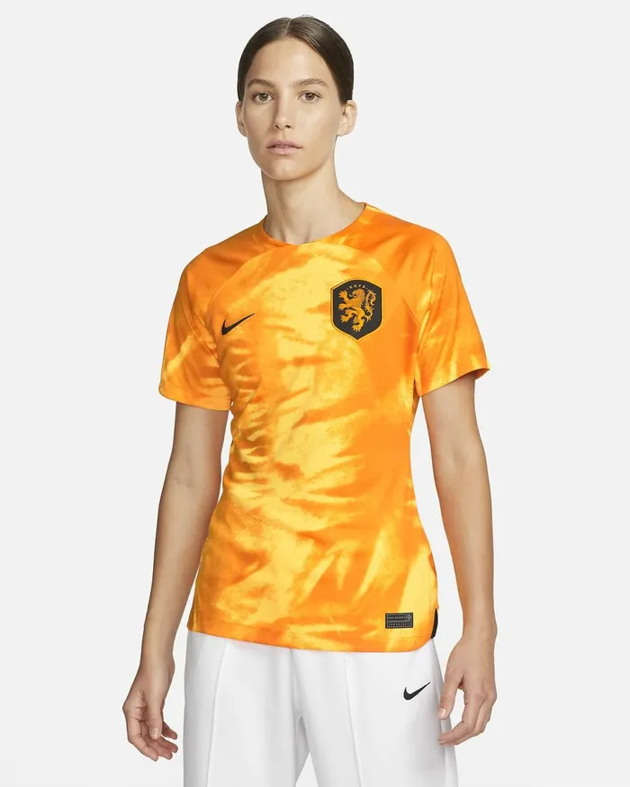 Women Netherlands 202223 Stadium Home Laser Orangeblack Nike Tops And TShirts
