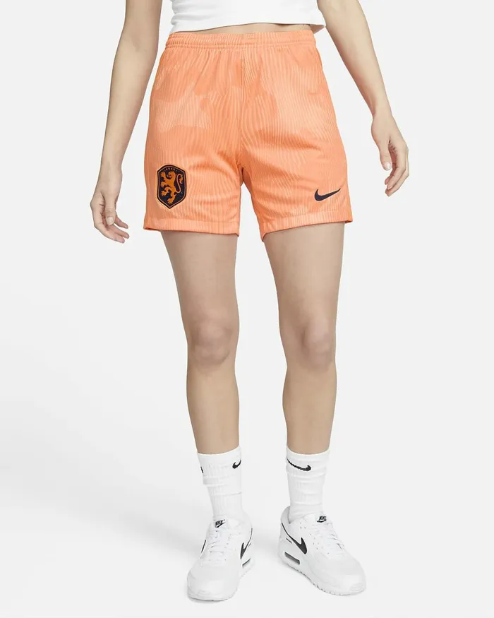 Women Netherlands 2023 Stadium Home Conesunset Glowblackened Blue Nike Shorts