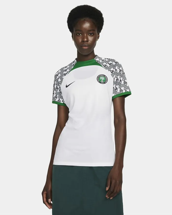 Women Nigeria 202223 Stadium Away Whitepine Greenblack Nike Tops And TShirts