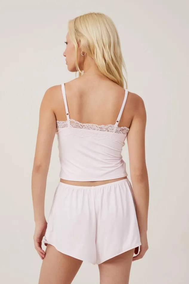 Women Pajamas Cotton On Soft Lounge Lace Trim Short Tender Touch Pink Women Pajamas Cotton On Soft Lounge Lace Trim Short Tender Touch Pink