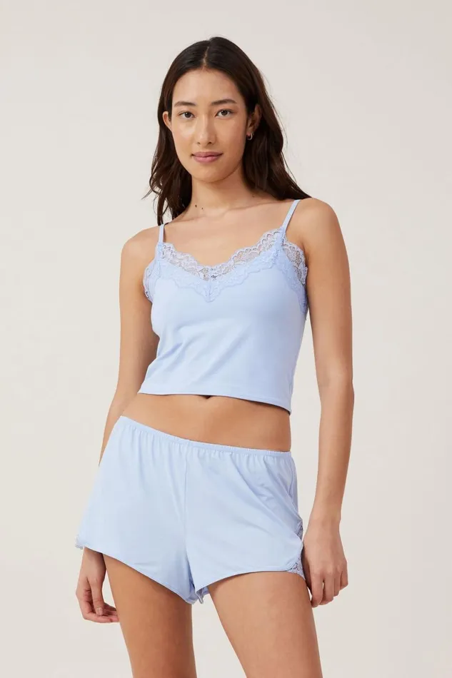 Women Pajamas Cotton On Soft Lounge Lace Trim Short Wind Surfer Women Pajamas Cotton On Soft Lounge Lace Trim Short Wind Surfer