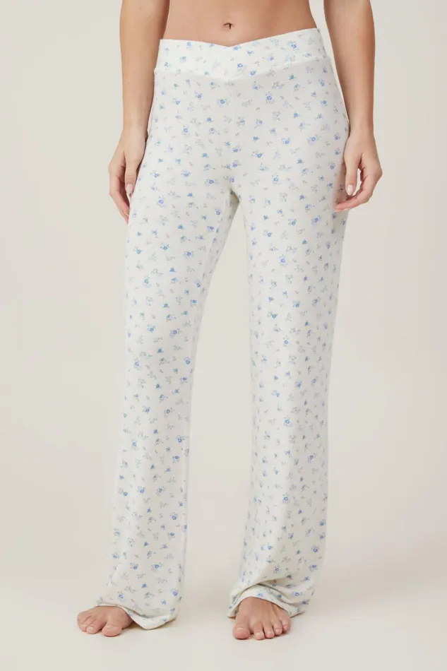 Women Pajamas Cotton On Super Soft V Front Pant Evie Ditsy Blue