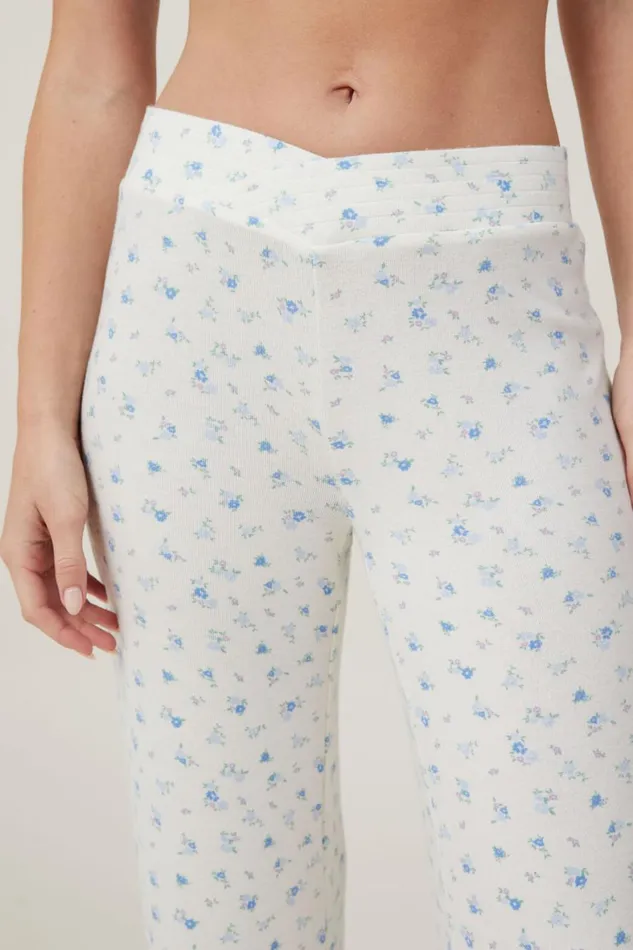 Women Pajamas Cotton On Super Soft V Front Pant Evie Ditsy Blue