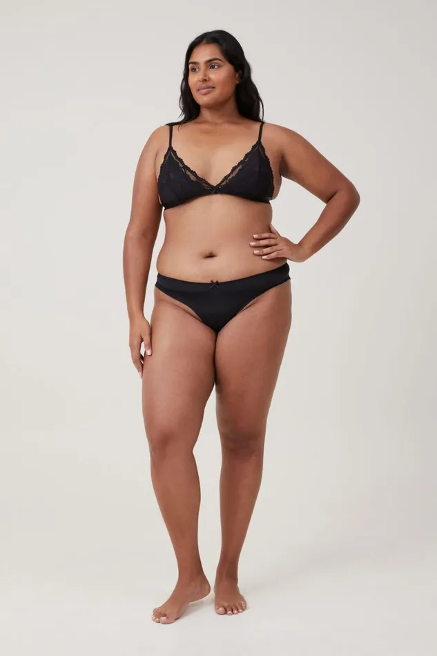 Women Panties Cotton On Everyday Lace Brasiliano Brief Black