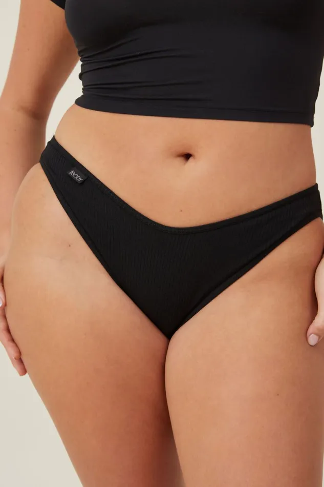 Women Panties Cotton On Organic Cotton Rib Bikini Brief Black