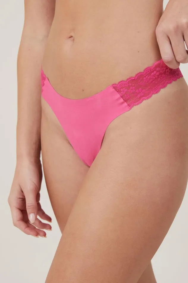 Women Panties Cotton On Party Pants Seamless Thong Brief Pink Jelly Sparkle