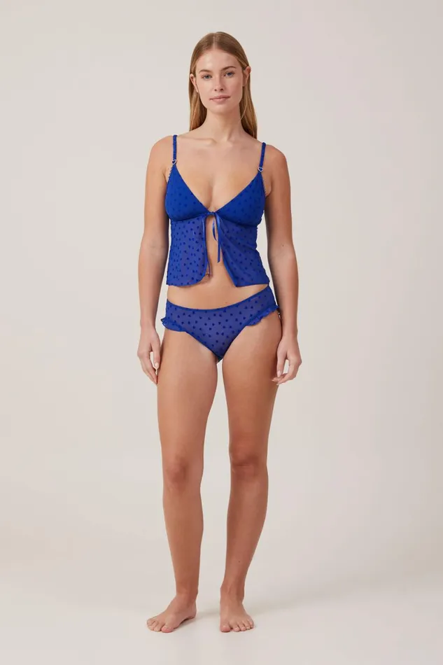 Women Panties Cotton On Sasha Flocking Mesh Bikini Brief Lapis Blue