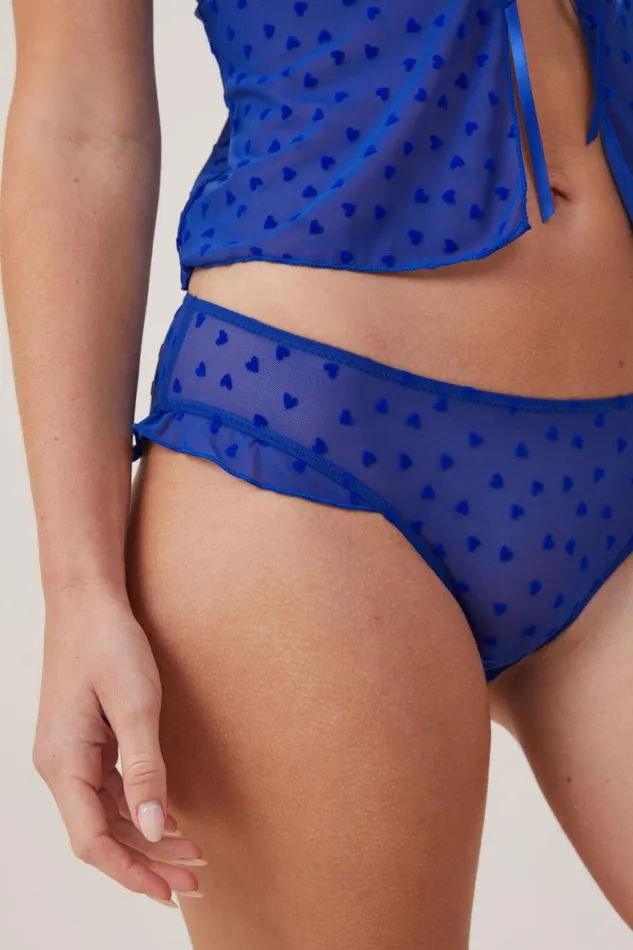 Women Panties Cotton On Sasha Flocking Mesh Bikini Brief Lapis Blue