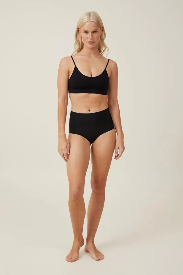 Women Panties Cotton On The Invisible High Waist Bikini Brief Black