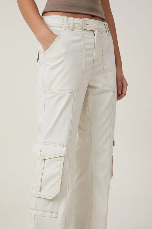 Women Pants Cotton On Bootleg Cargo Pant Porcelain