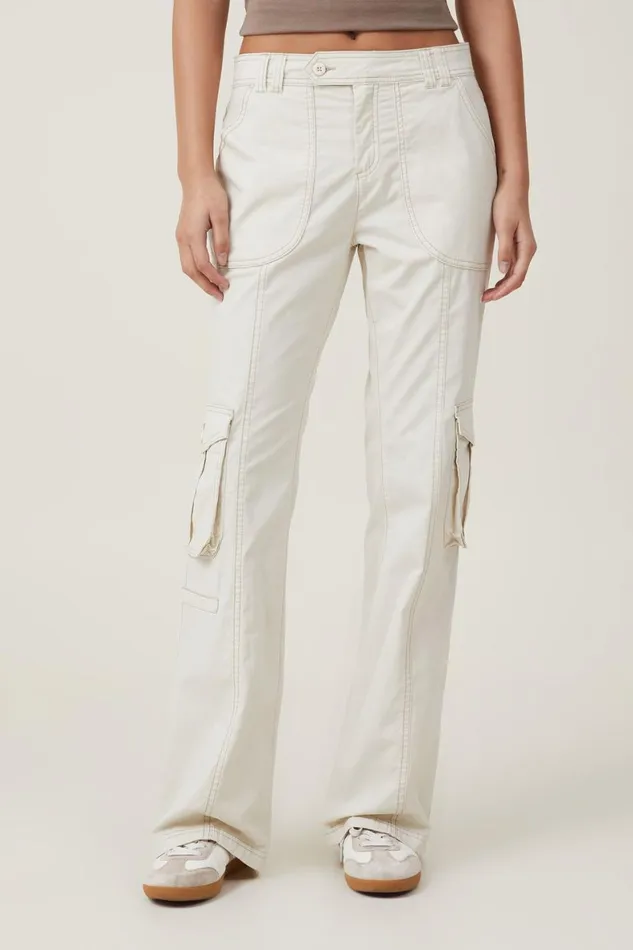 Women Pants Cotton On Bootleg Cargo Pant Porcelain