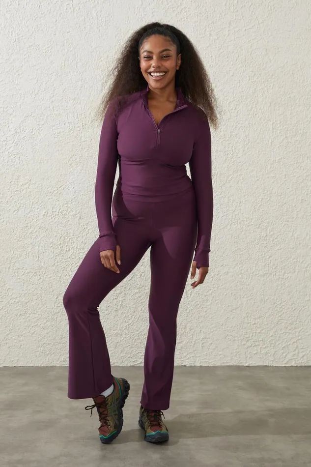 Women Pants Cotton On Fleece Lined Full Length Flare Pickled Beet