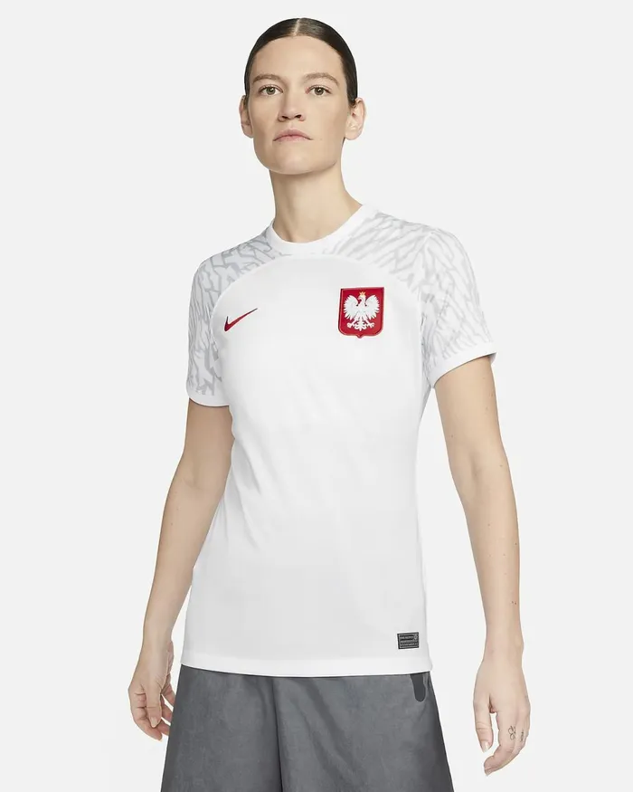Women Poland 202223 Stadium Home Whitesport Red Nike Tops And TShirts