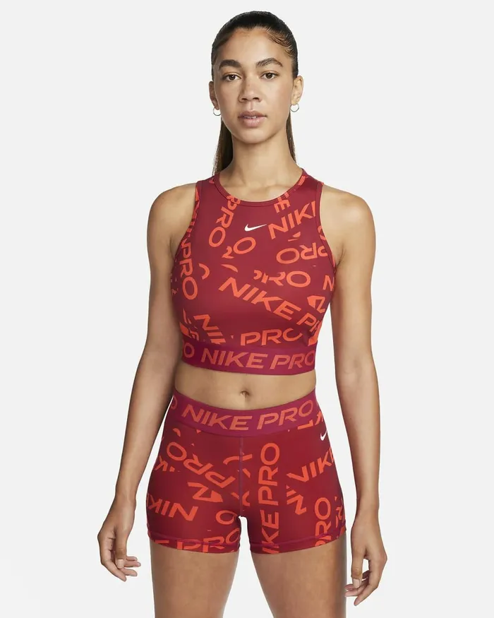 Women Pro DriFit Noble Redpicante Redwhite Nike Tops And TShirts