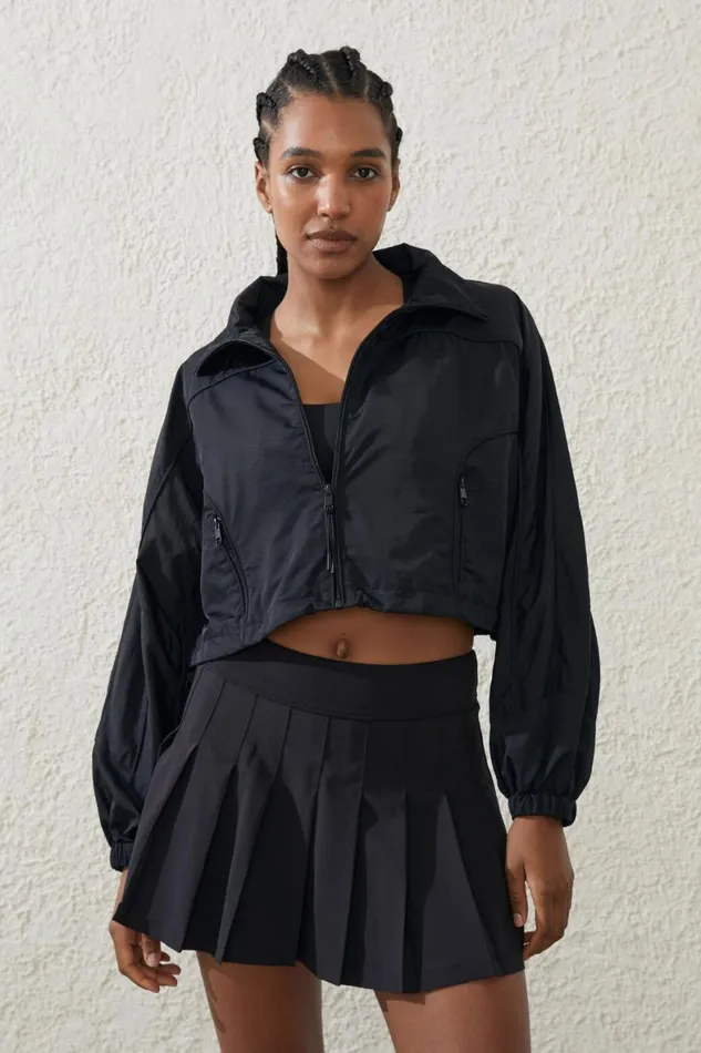 Women Puffers and Jackets Cotton On Cropped Contrast Anorak Black