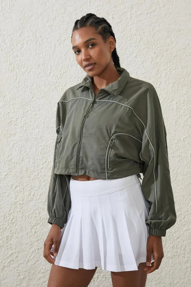Women Puffers and Jackets Cotton On Cropped Contrast Anorak Sweet Green
