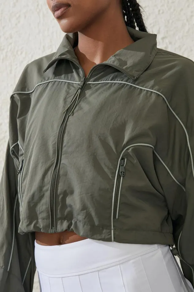 Women Puffers and Jackets Cotton On Cropped Contrast Anorak Sweet Green