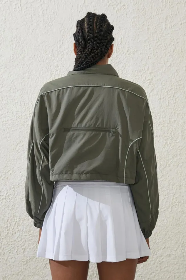 Women Puffers and Jackets Cotton On Cropped Contrast Anorak Sweet Green