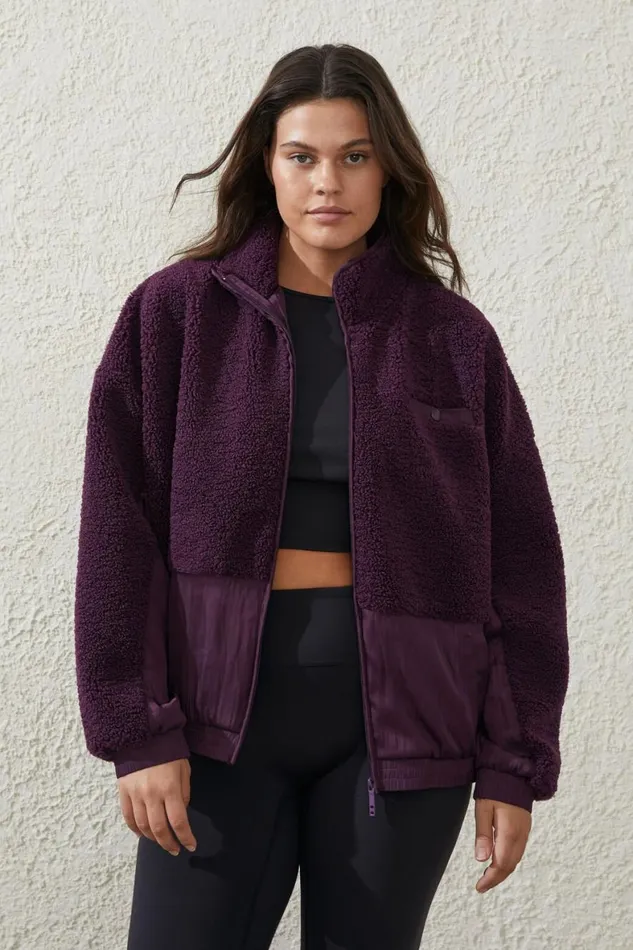 Women Puffers and Jackets Cotton On Sherpa Contrast Zip Through Long Sleeve Pickled Beet Women Puffers and Jackets Cotton On Sherpa Contrast Zip Through Long Sleeve Pickled Beet